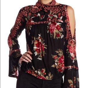 Free People wrap neck top with Bell Sleeves